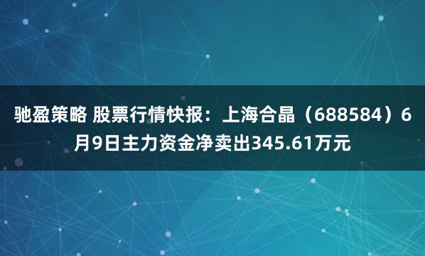 驰盈策略 股票行情快报：上海合晶（688584）6月9日主力资金净卖出345.61万元