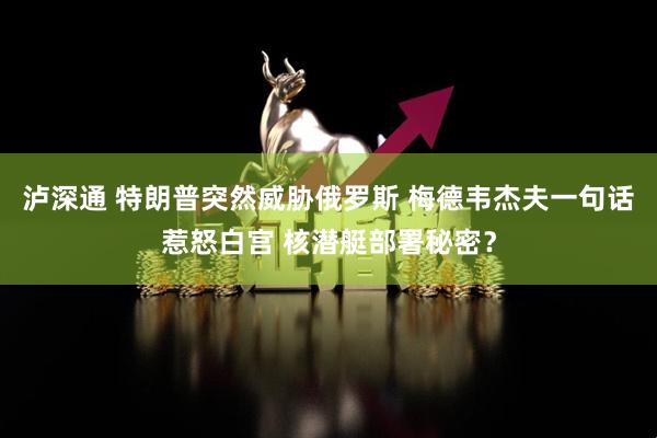 泸深通 特朗普突然威胁俄罗斯 梅德韦杰夫一句话惹怒白宫 核潜艇部署秘密？