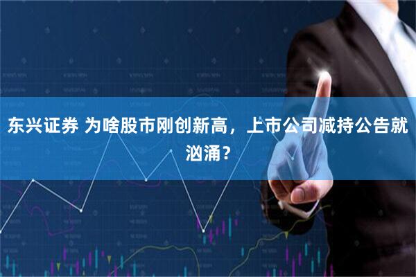 东兴证券 为啥股市刚创新高，上市公司减持公告就汹涌？