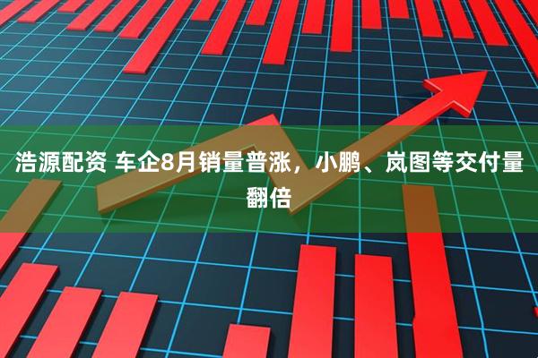 浩源配资 车企8月销量普涨，小鹏、岚图等交付量翻倍